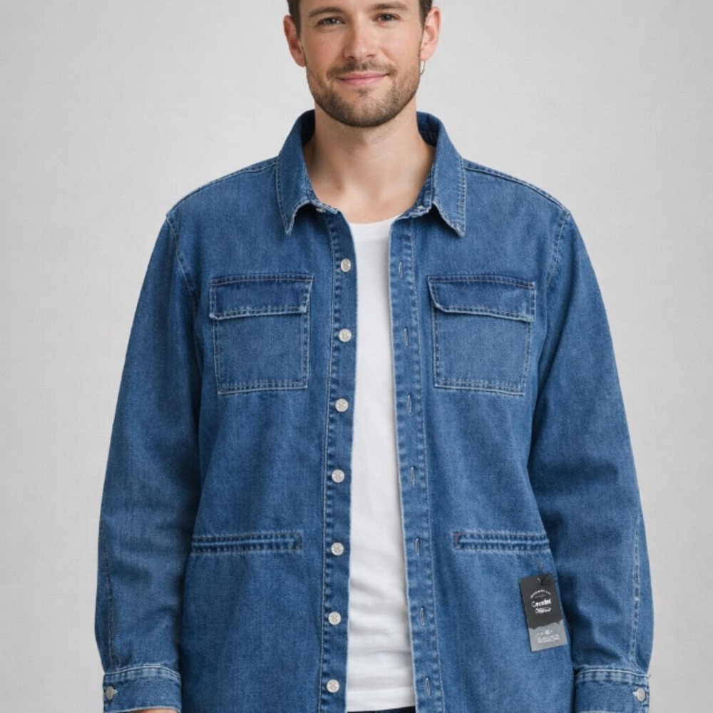 Cavalini Clothing Dark Wash Denim Shirt Jacket Shacket 3X NWT - Picture 2 of 14